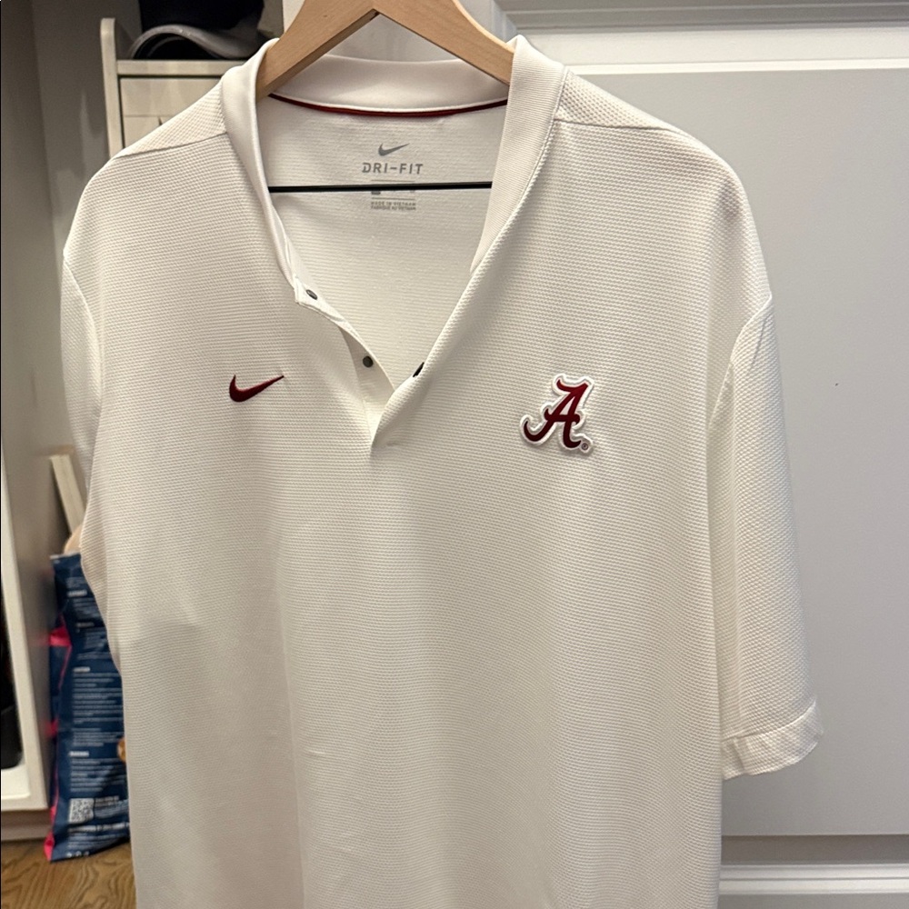 Nike Men's White and Red Alabama Polo Shirt